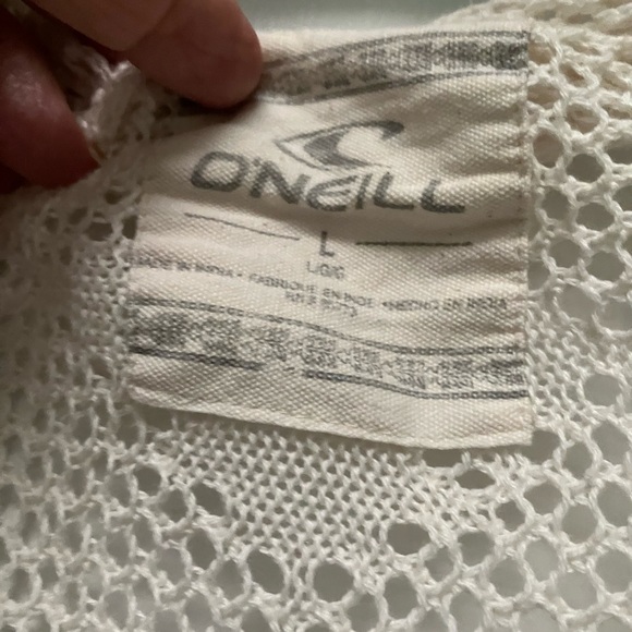 O’Neill Pool/beach coverup. Ecru lace long-flowy summer.Classy, handtied hem! Lg - Picture 6 of 7